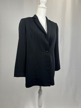 Black Women's Single-Button Long Blazer Jacket